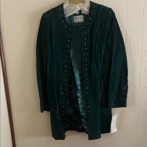 Pamela McCoy Deep Green Suede Blazer with Stud Details